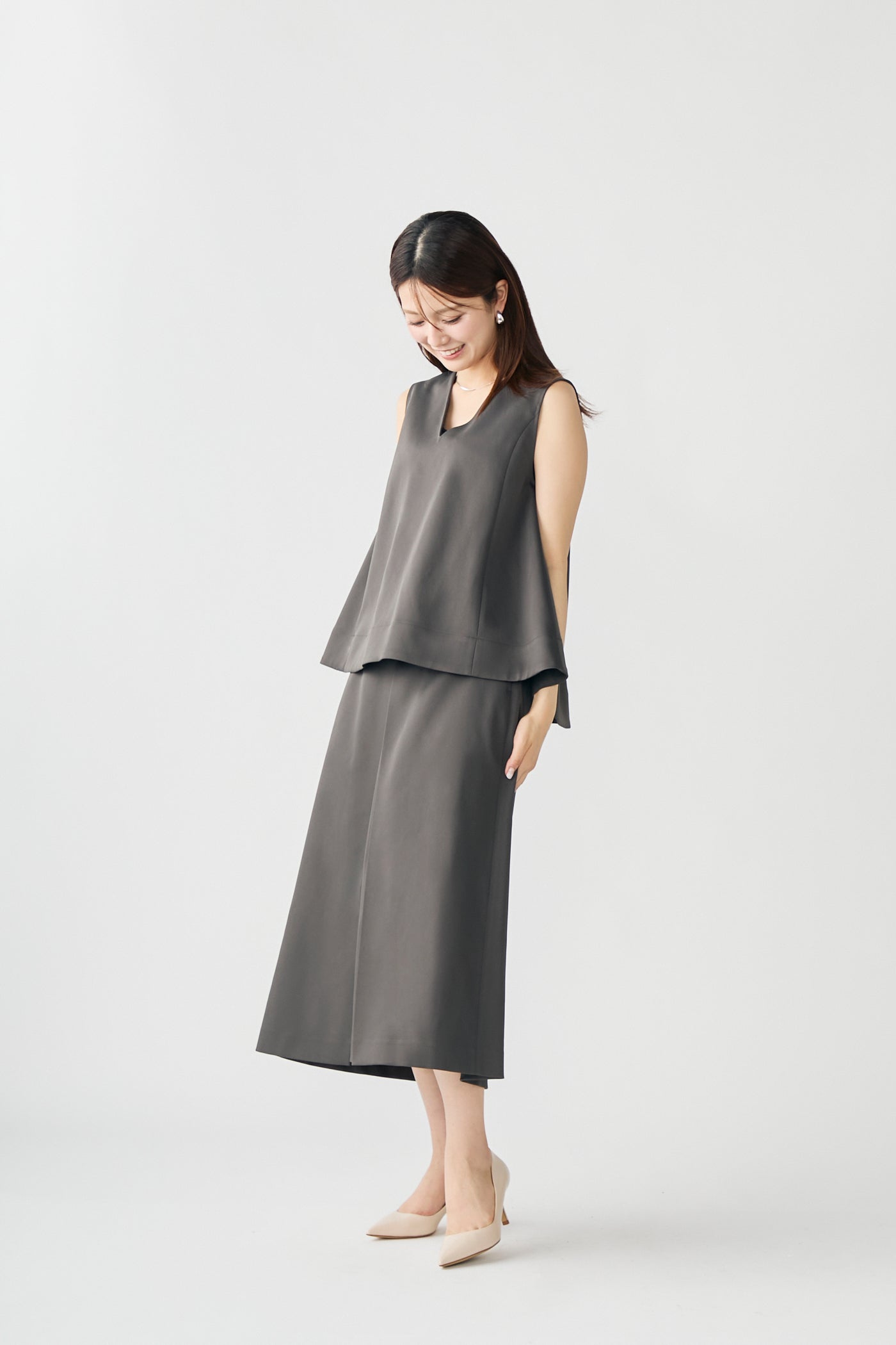 Frame trad skirt(Charcoal)