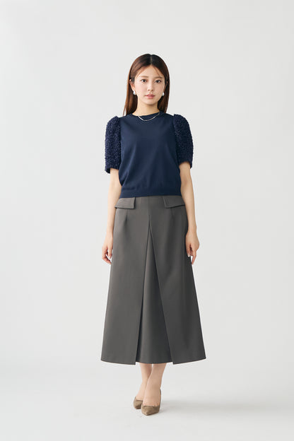 Flurries sleeve kint tops(Navy)