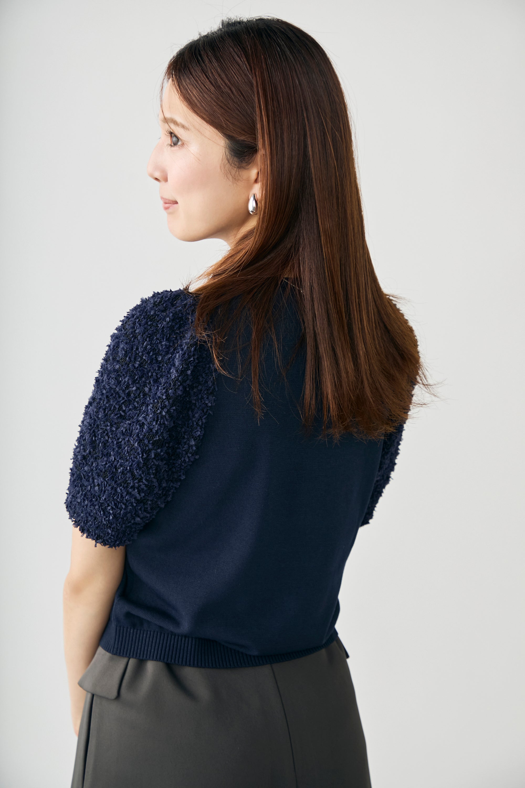 Flurries sleeve kint tops(Navy) – Audire