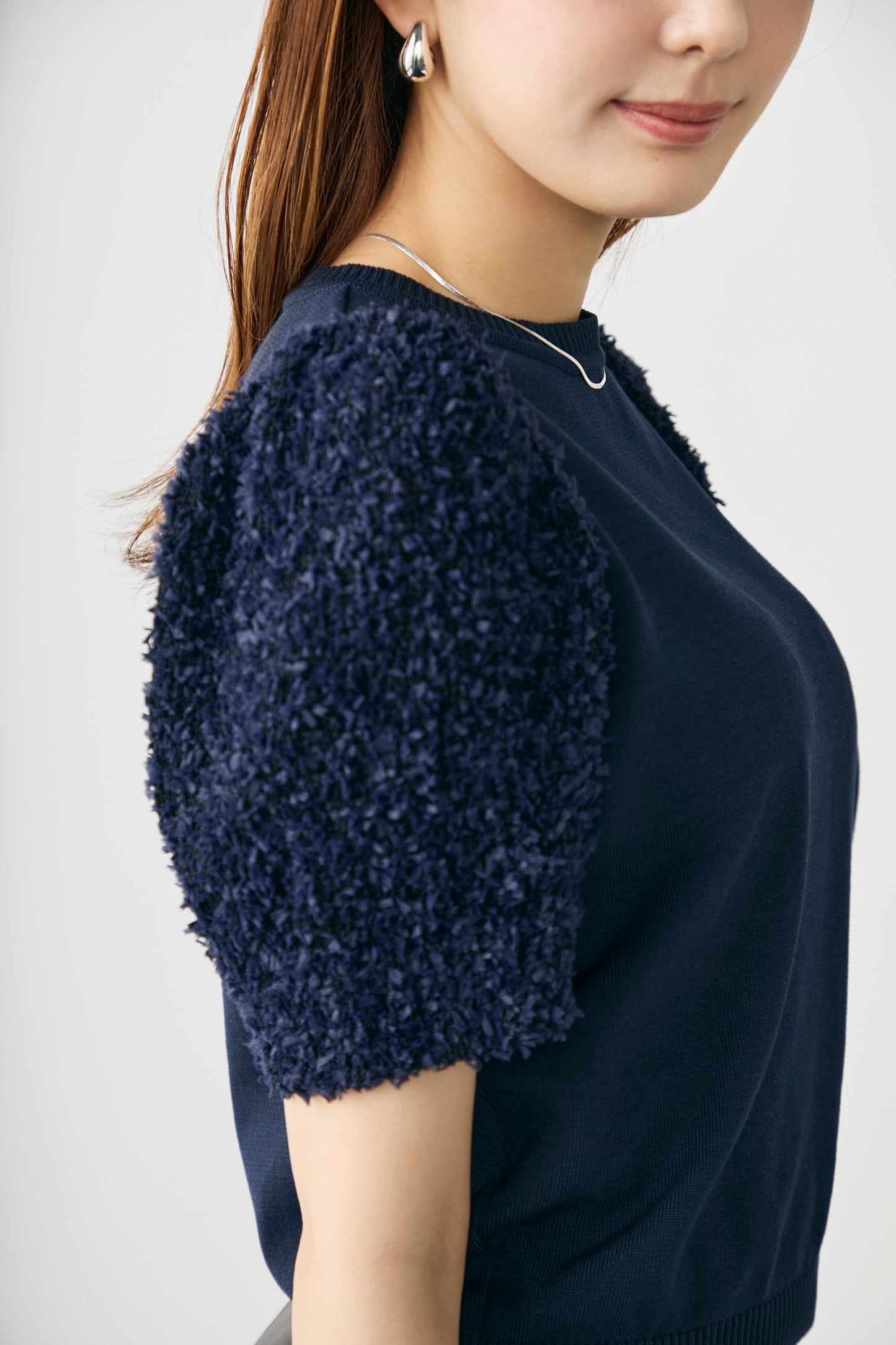 Flurries sleeve kint tops(Navy)