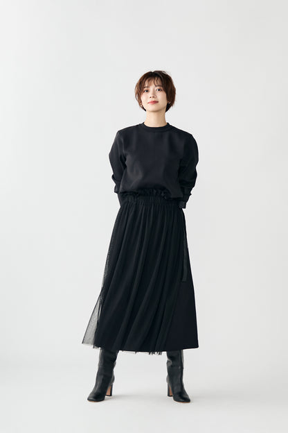 Tulle topping skirt(Black)