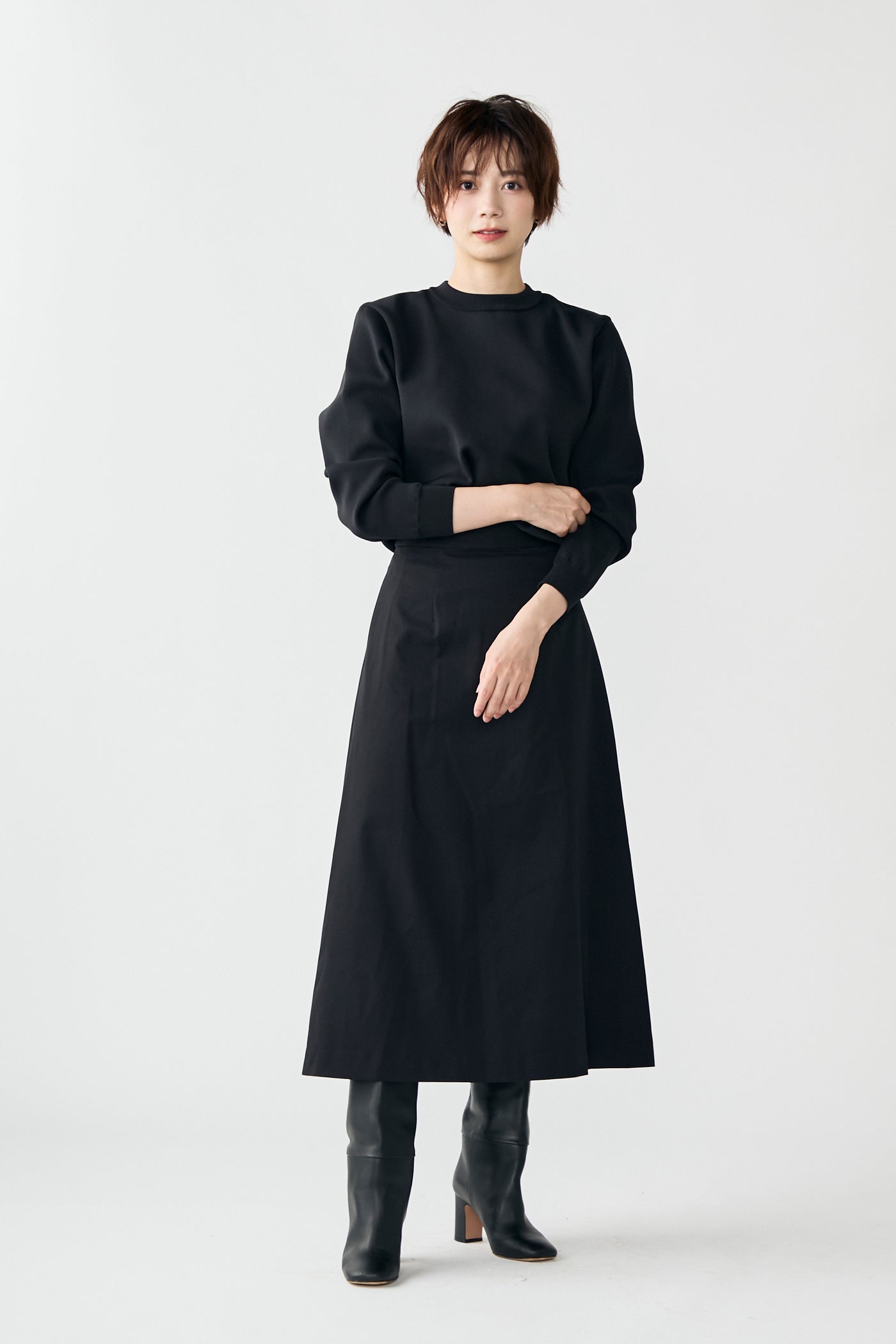 Tulle topping skirt(Black)