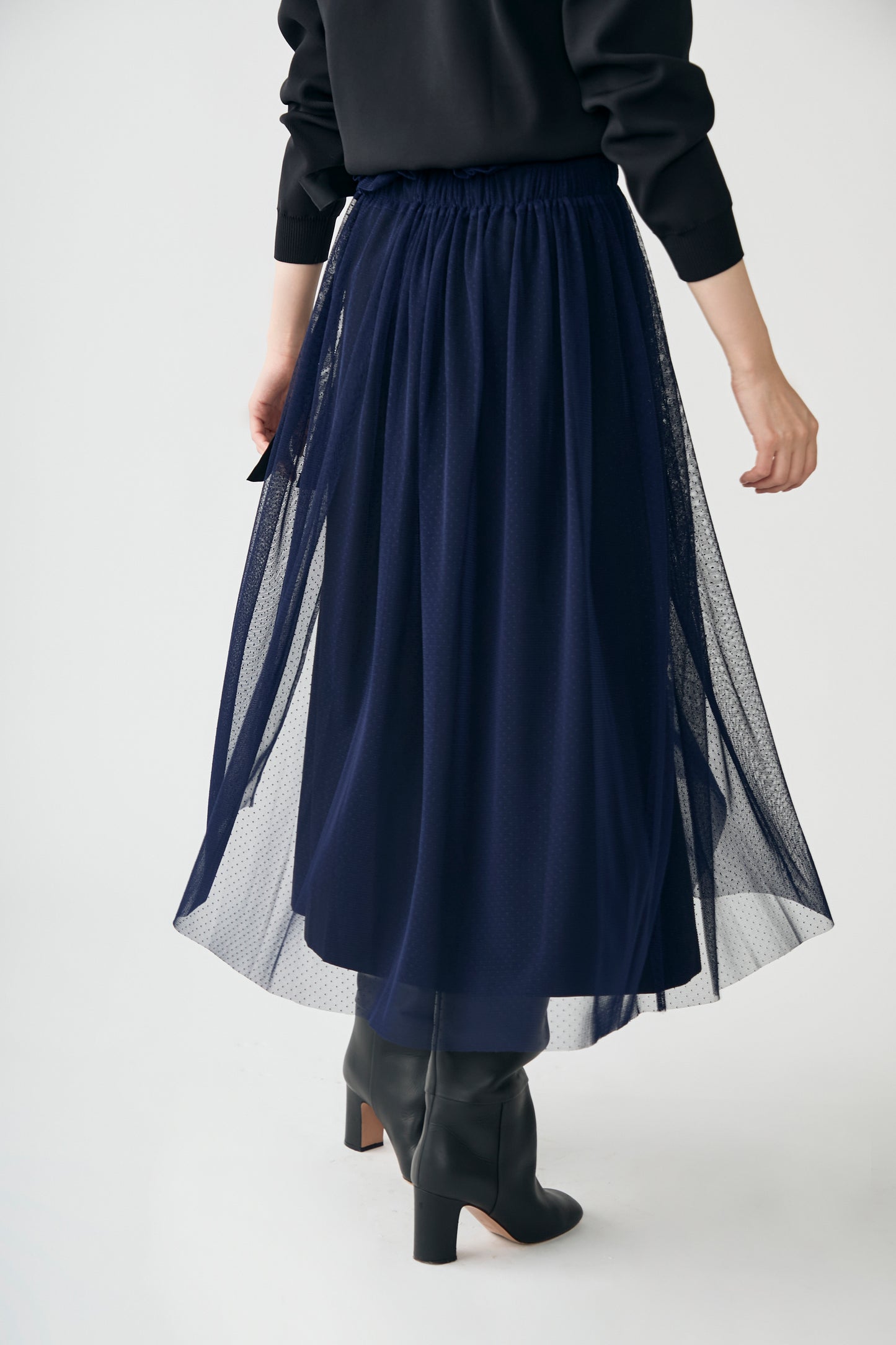 Tulle topping skirt(Navy)