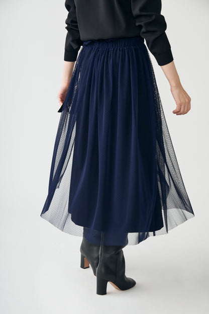 Tulle topping skirt(Navy)