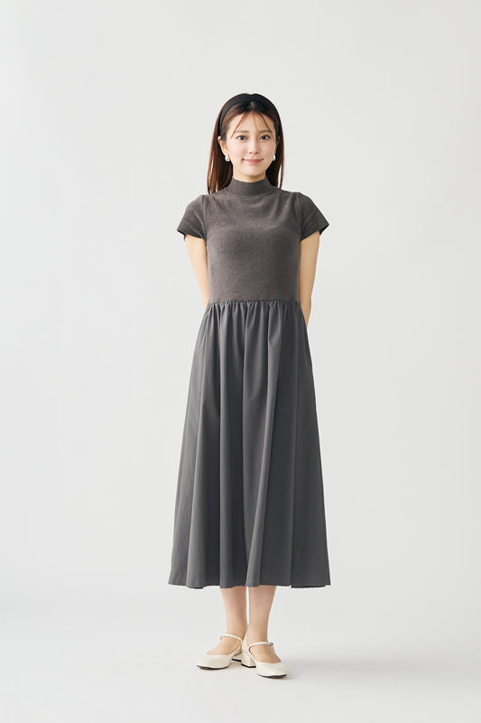Velor touch knit dress(Gray)