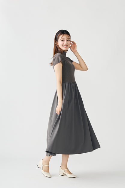 Velor touch knit dress(Gray)