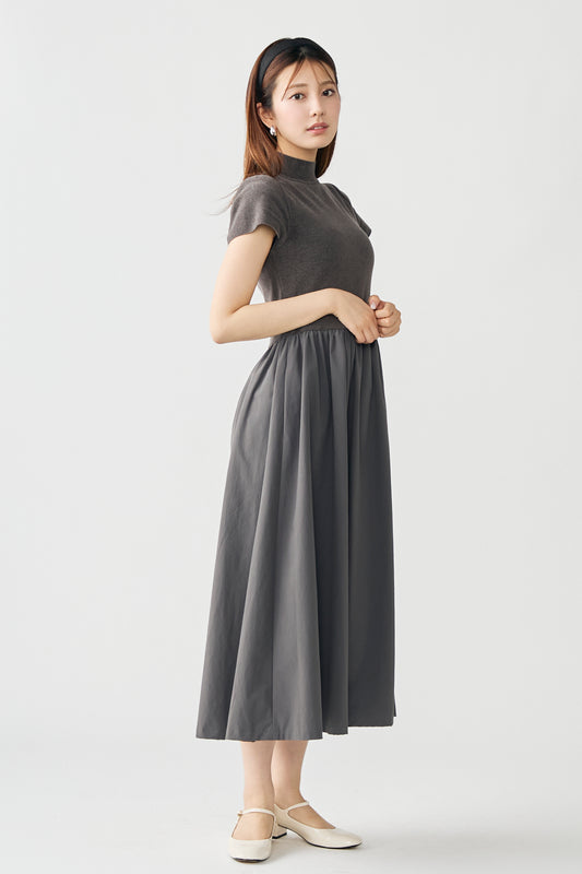 Velor touch knit dress(Gray)