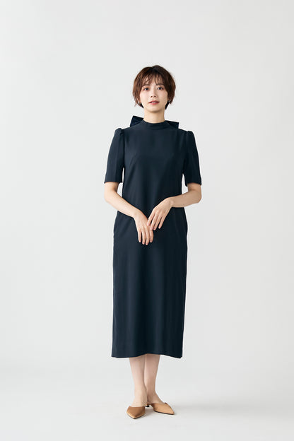 3pattern ribbon dress(Navy)