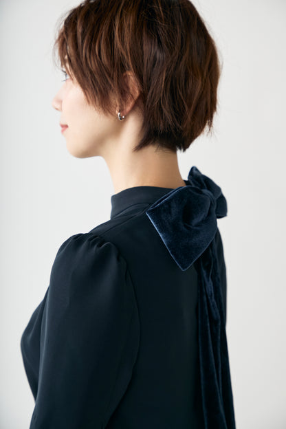 3pattern ribbon dress(Navy)