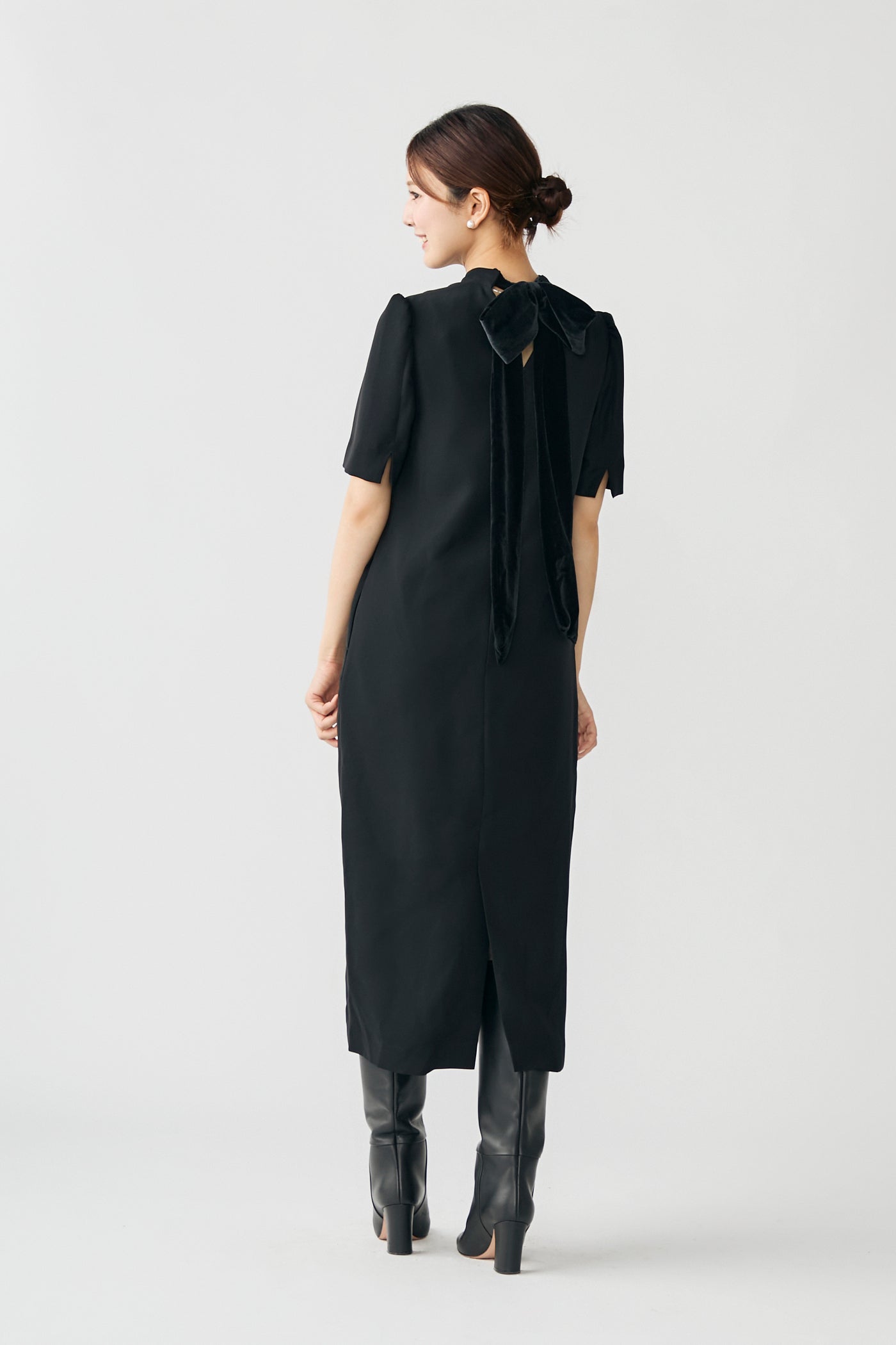 3pattern ribbon dress(Black)