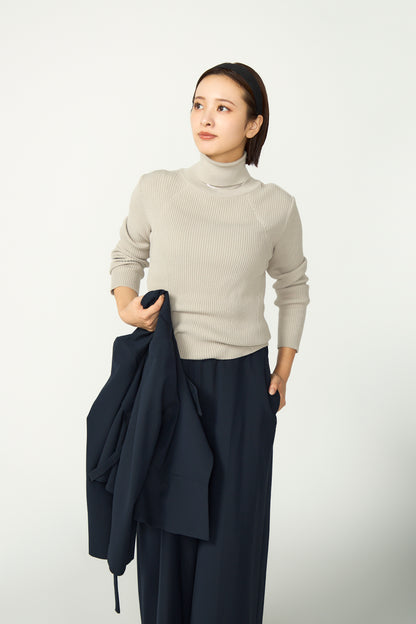 Pleasant rib turtle sweater (Ecru)