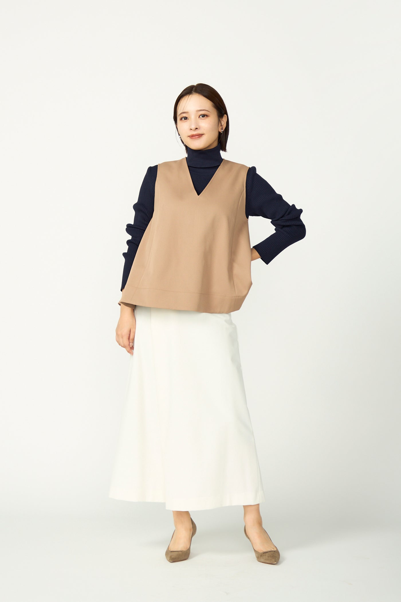 Frame layeard vest(Camel)