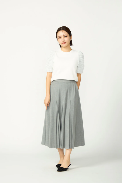 Flurries sleeve knit tops(White)