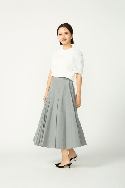 Gentle pleated skirt (Light gray)