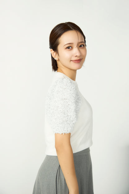 Flurries sleeve kint tops(White)