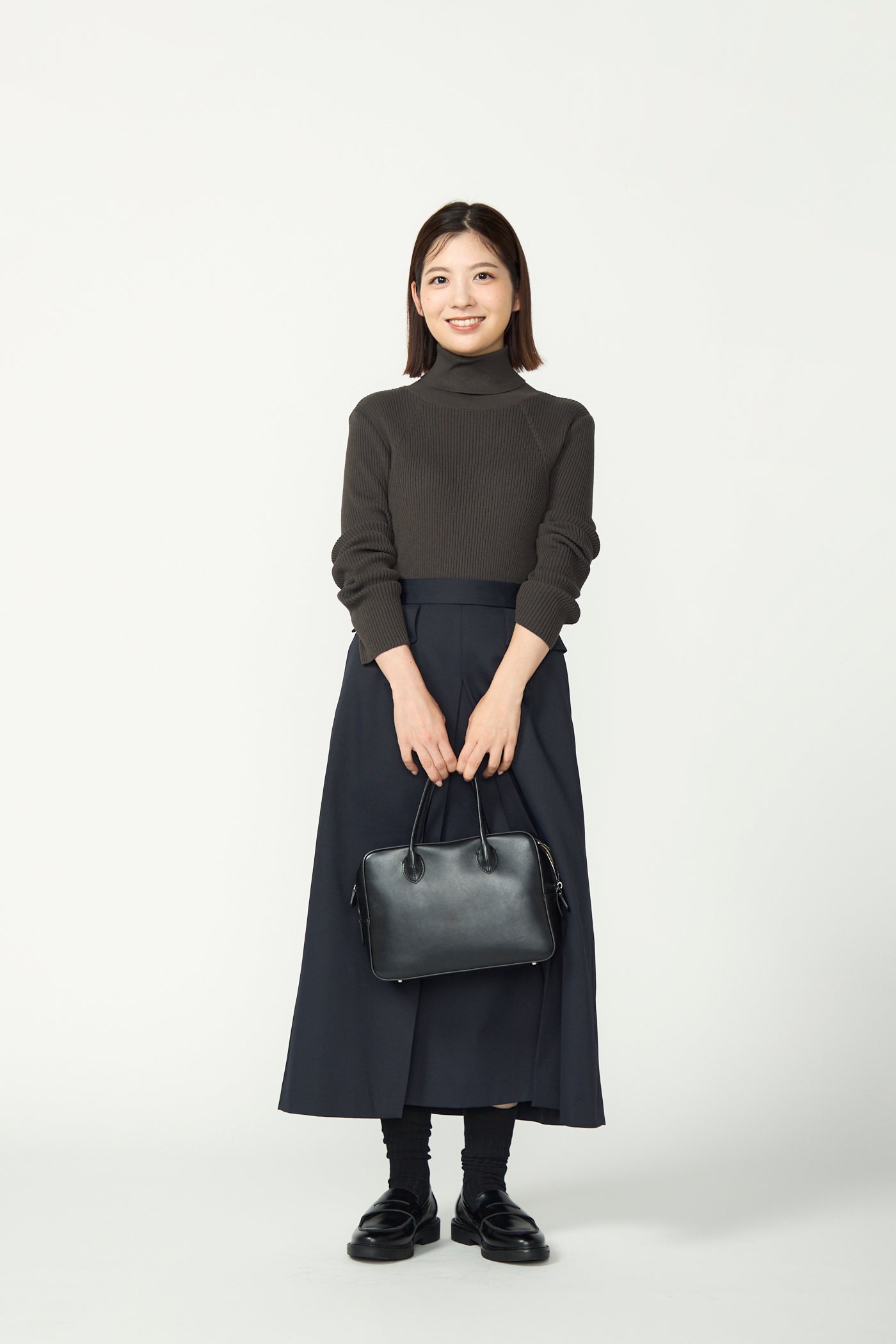 Pleasant rib turtle sweater (Charcoal)
