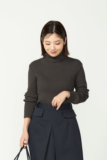 Pleasant rib turtle sweater (Charcoal)