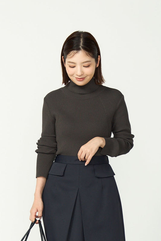 Pleasant rib turtle sweater (Charcoal)