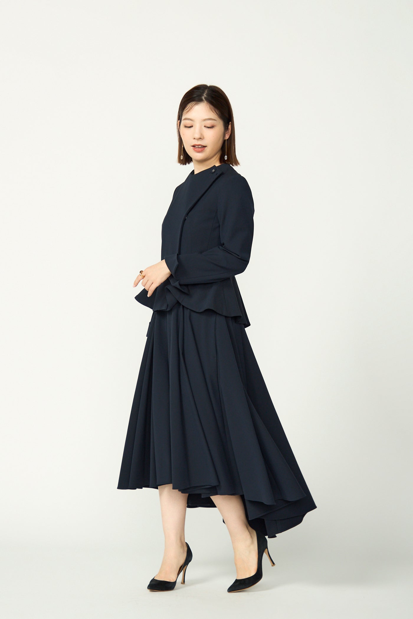 Noona peplum jacket(Navy)