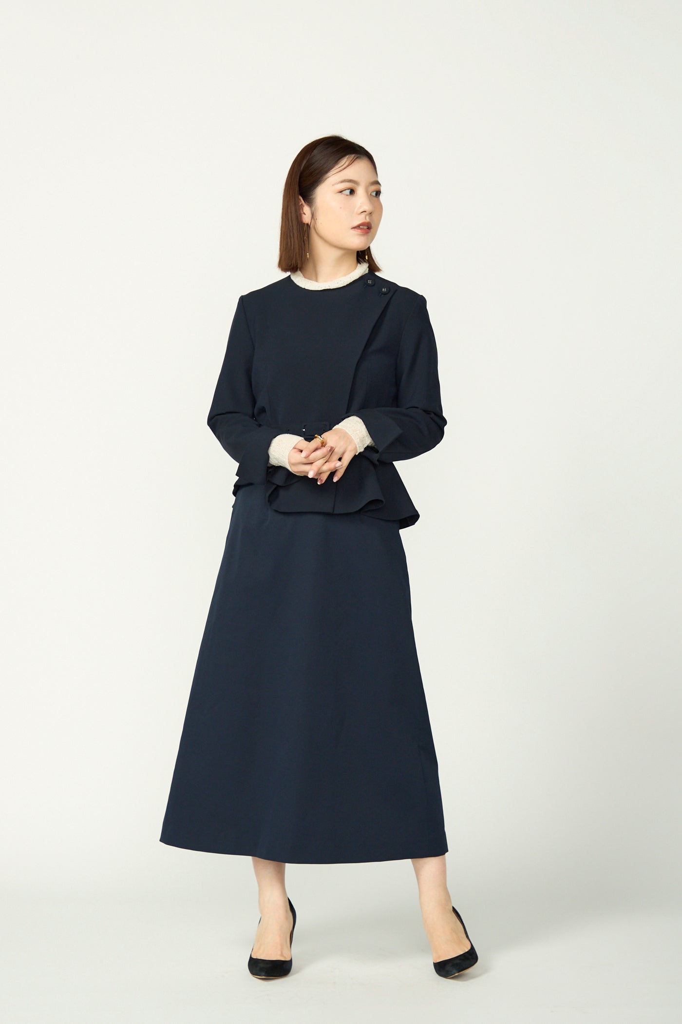 新品タグ付きaudire Noona peplum jacket Noona peplum jacket(Navy) – Audire