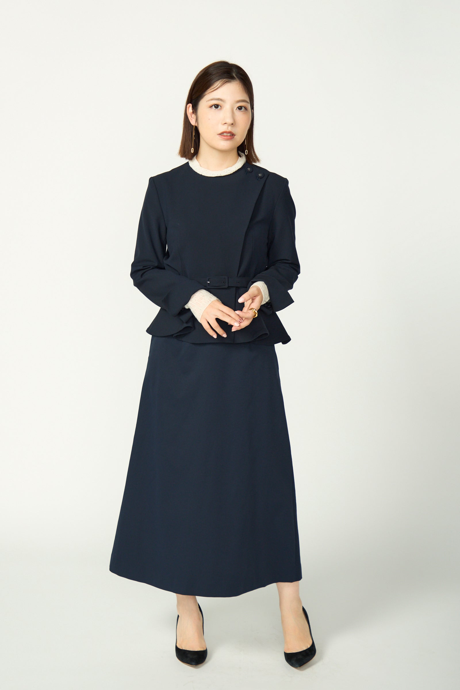 Noona peplum jacket(Navy) – Audire