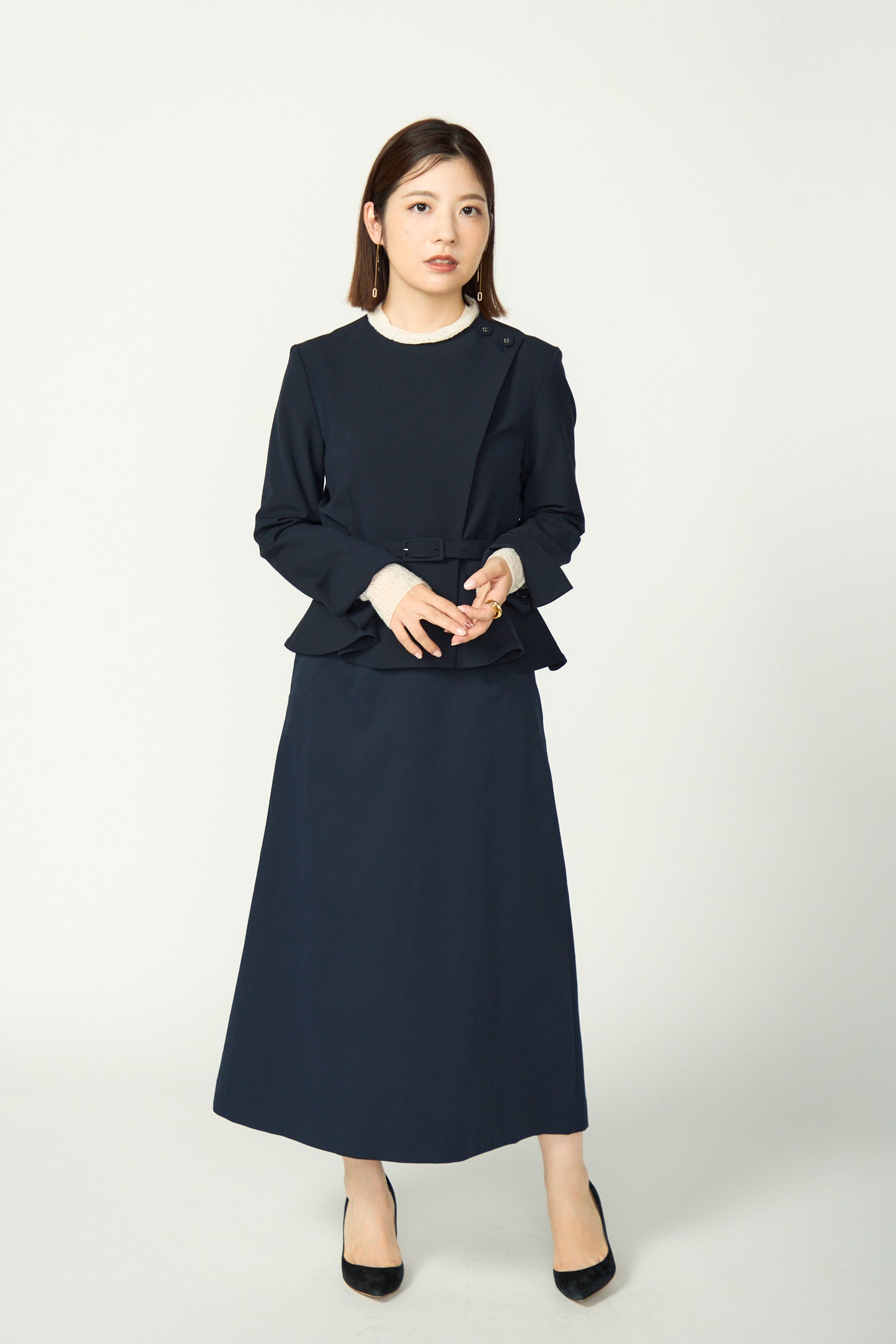 Noona peplum jacket(Navy)