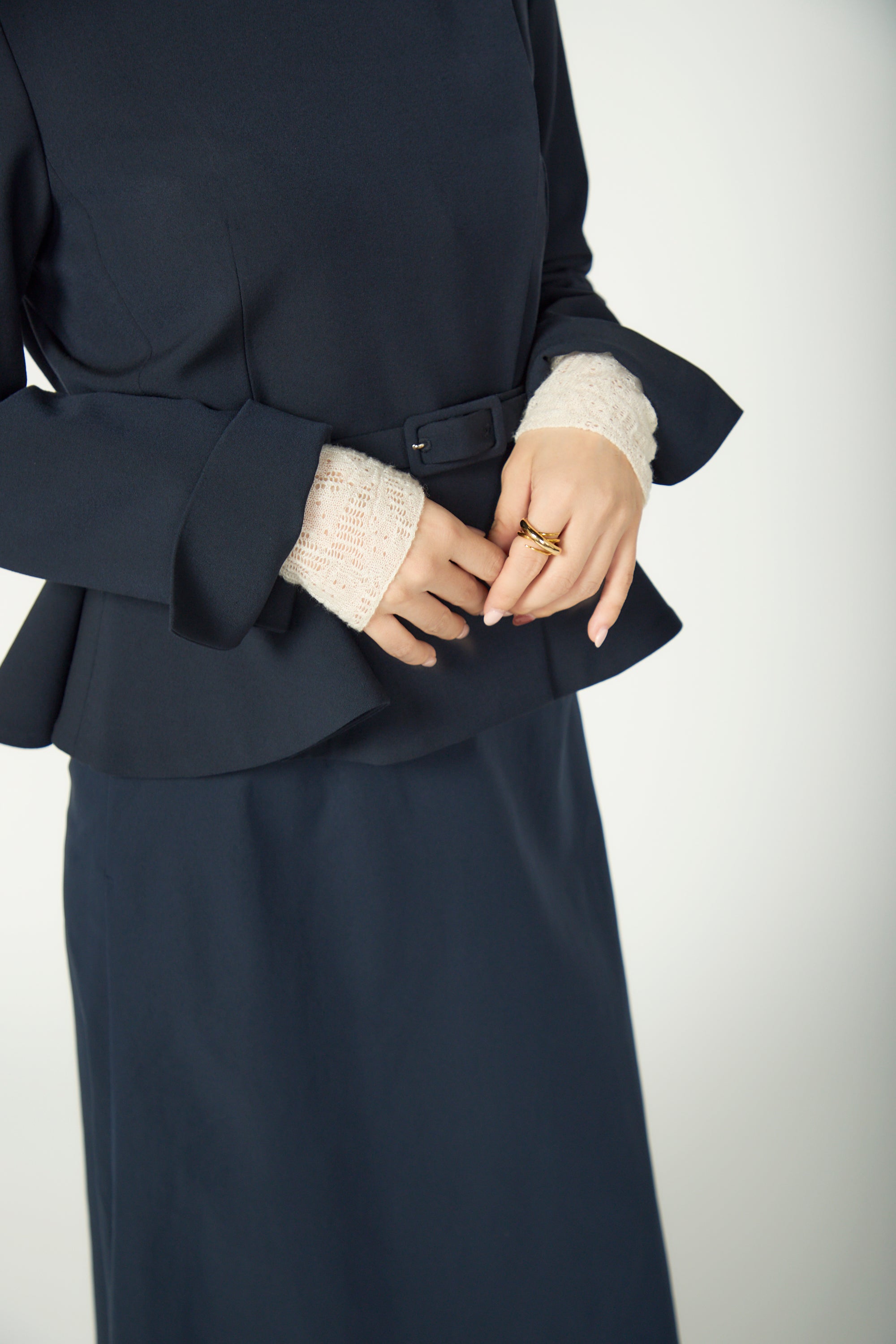 Noona peplum jacket(Navy) – Audire