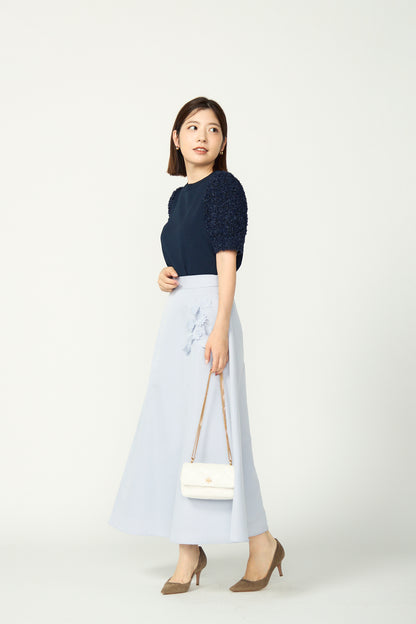 Flurries sleeve kint tops(Navy)