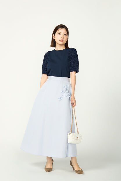 Flurries sleeve kint tops(Navy)