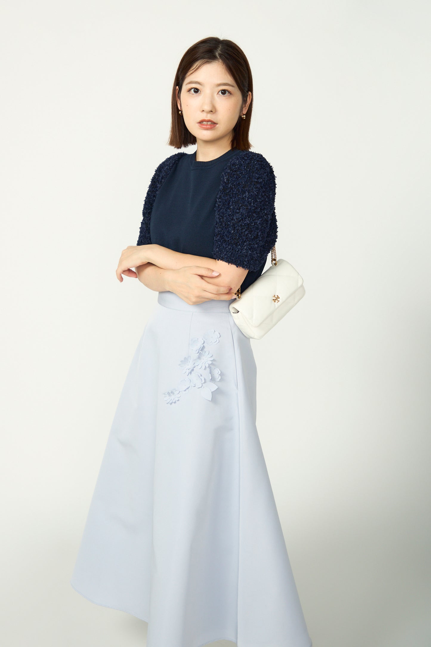 Flurries sleeve kint tops(Navy)