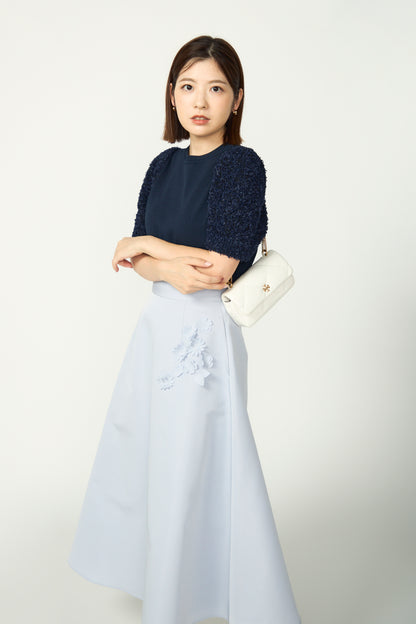 Flurries sleeve kint tops(Navy)