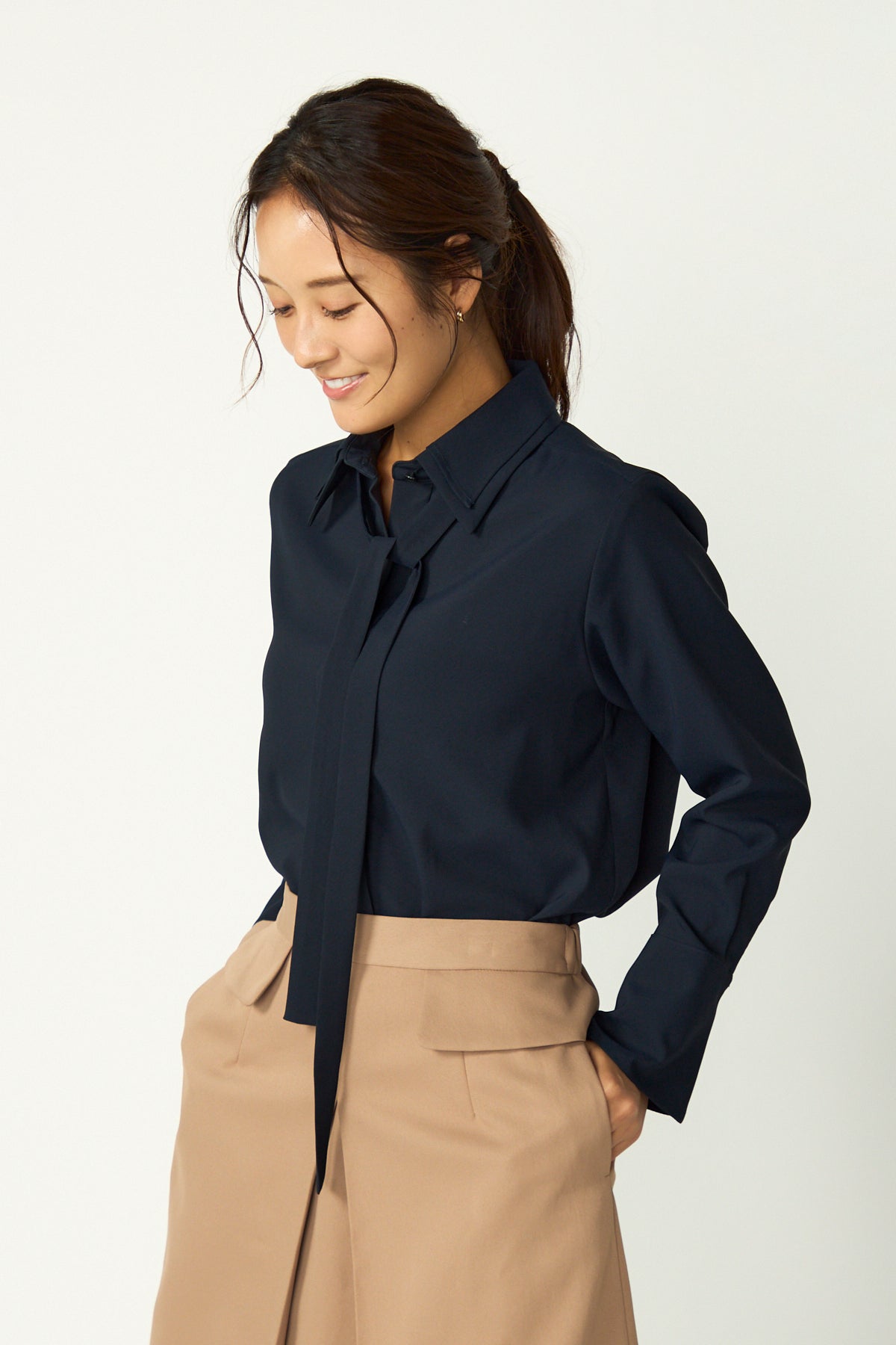 Double collar dress shirt (Navy)
