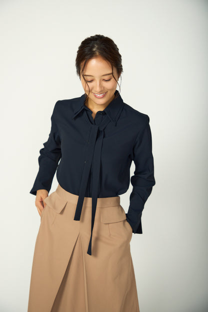 Double collar dress shirt (Navy)