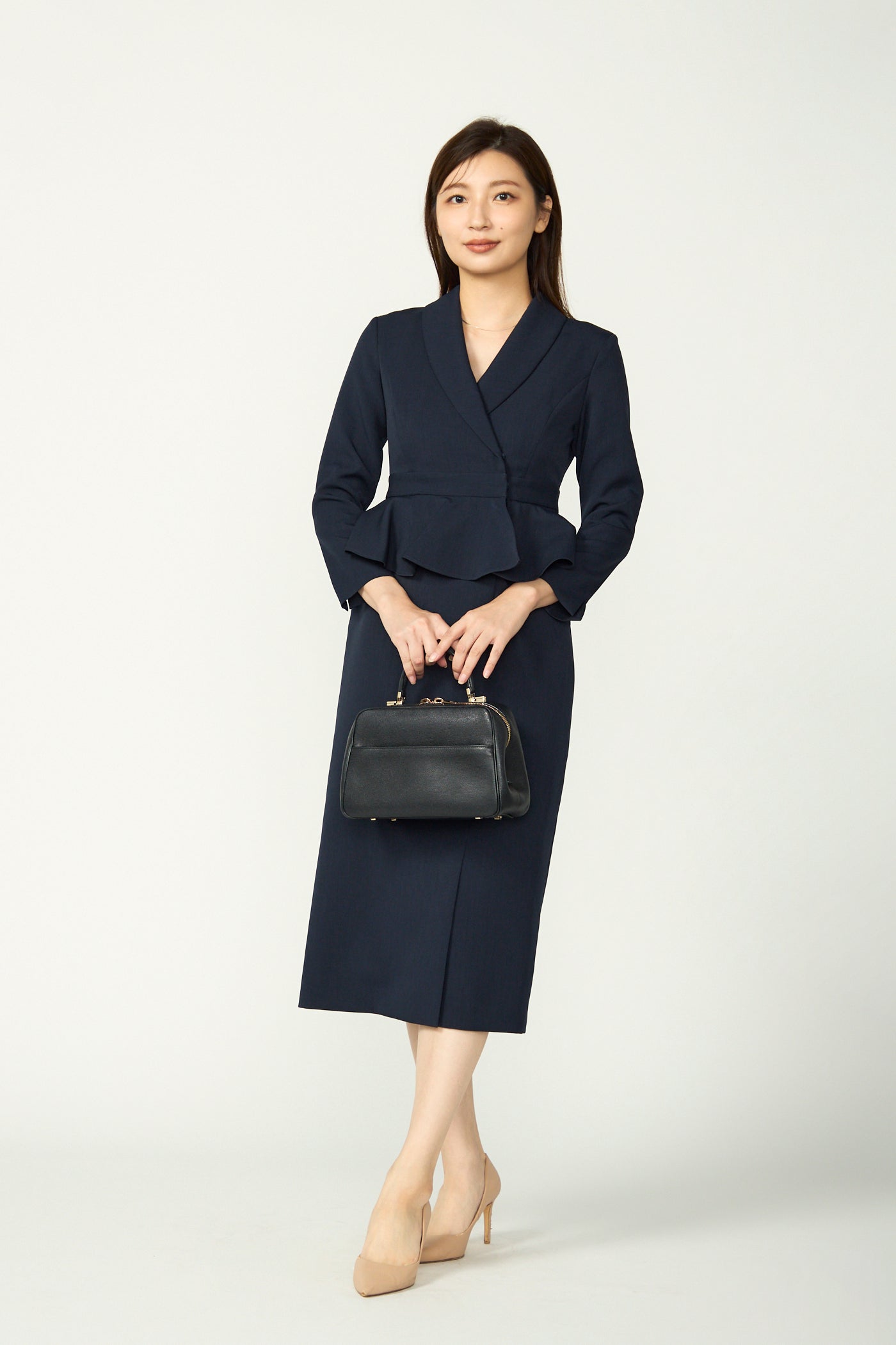ワンピース Audire Cheer up peplum dress (Navy) Cheer up peplum dress (Navy) – Audire
