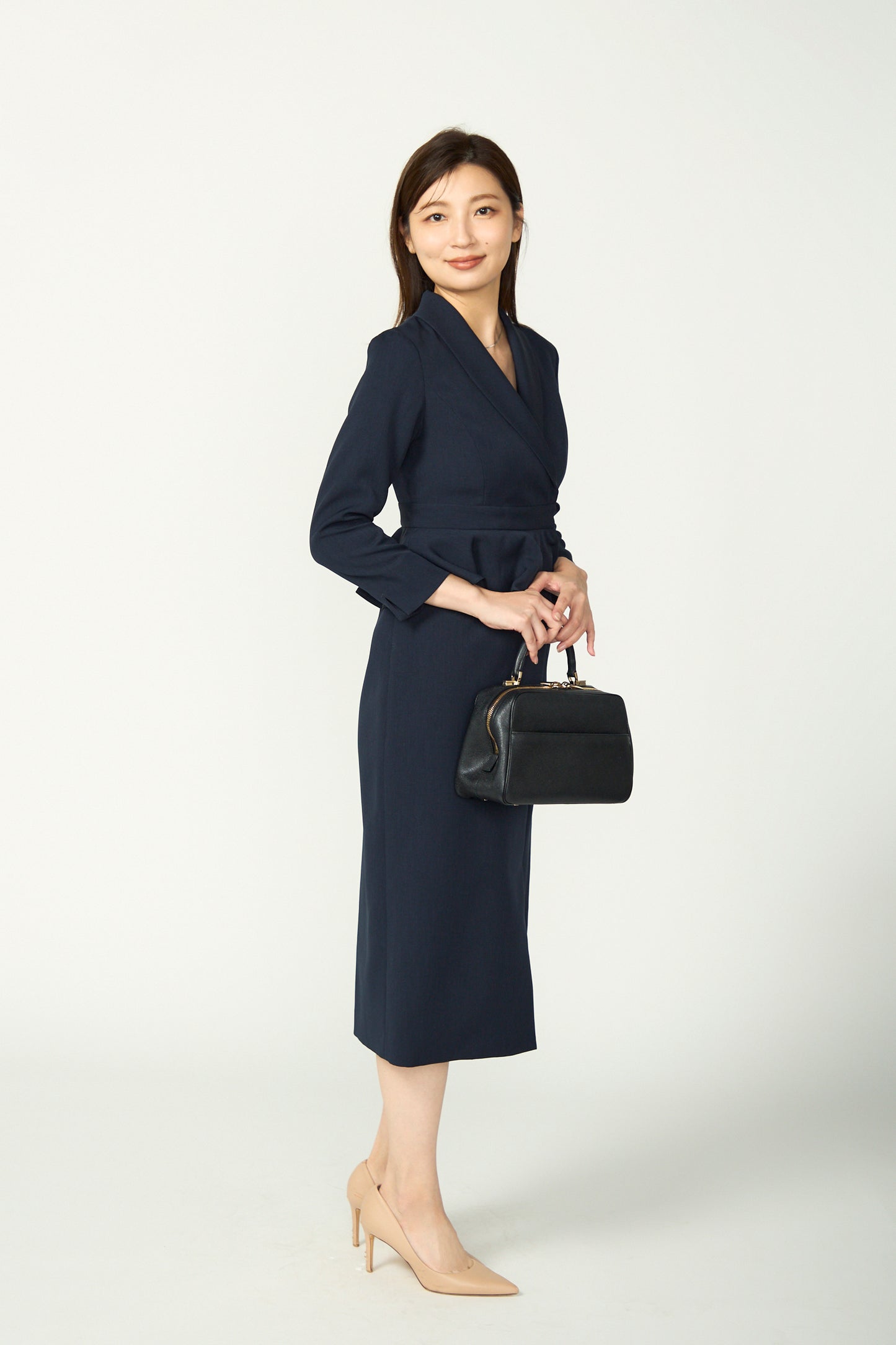 Cheer up peplum dress (Navy)