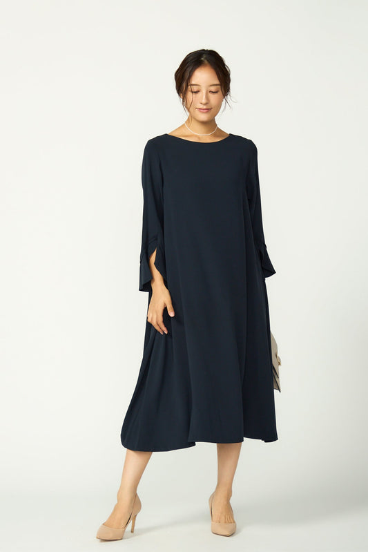 Trumpet cuffs dress (Dark navy)