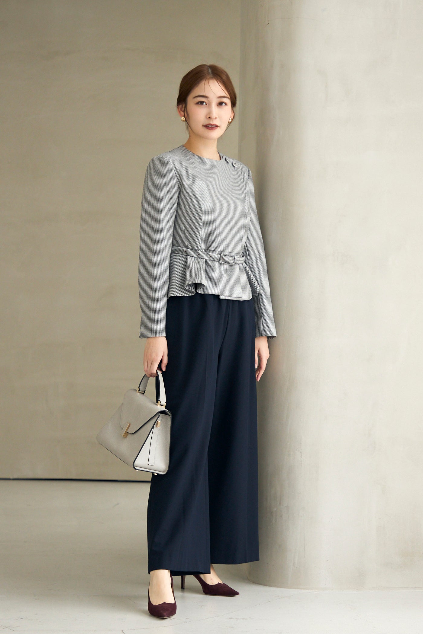 Noona peplum jacket(Houndstooth) – Audire