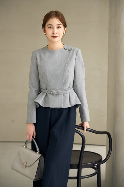 Noona peplum jacket(Houndstooth) – Audire