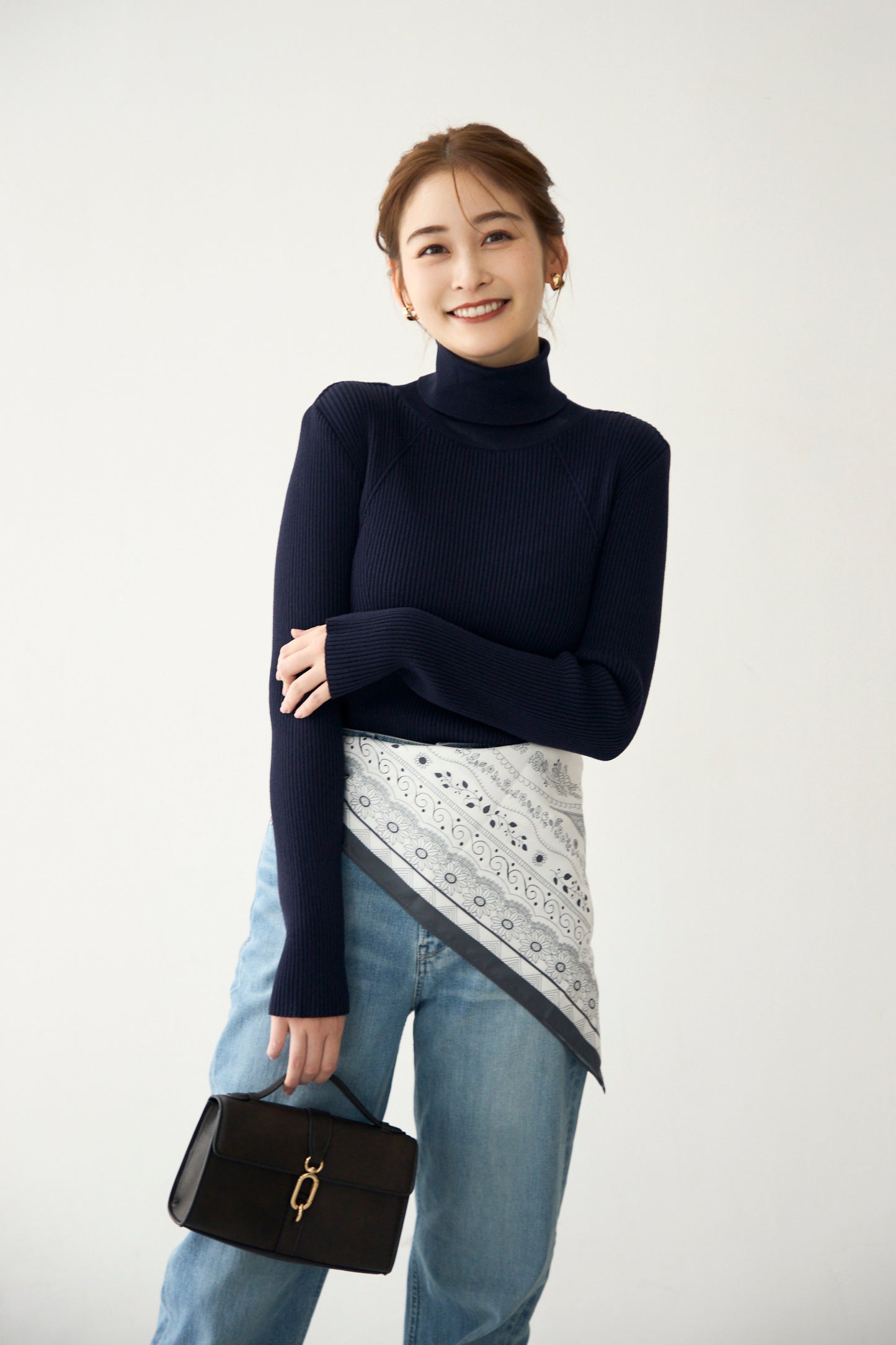 Pleasant rib turtle sweater (Navy)