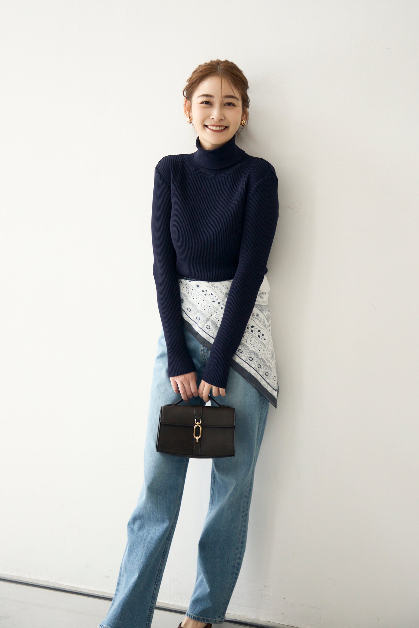 Pleasant rib turtle sweater (Navy)