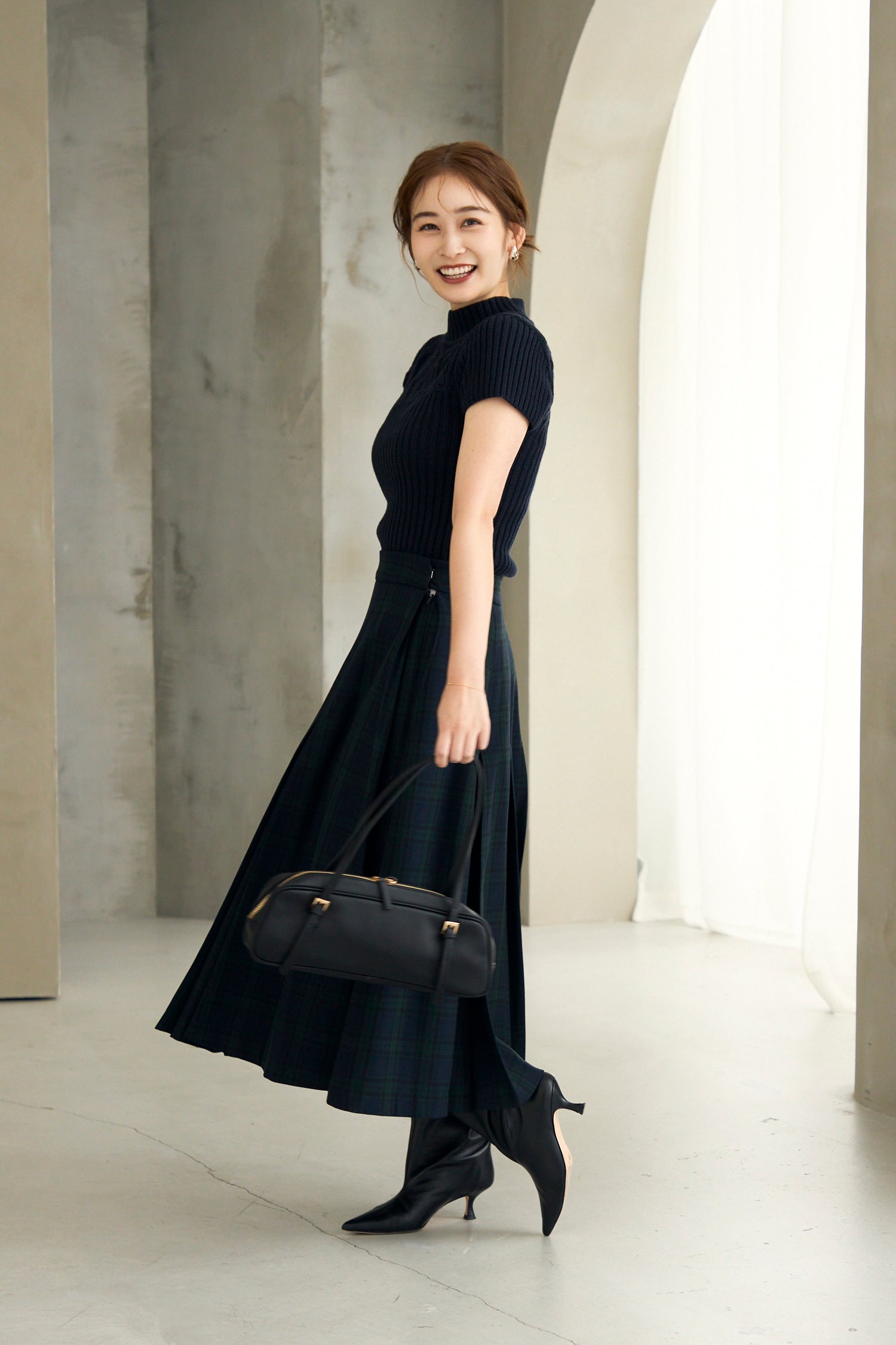 Diamond knit tops (Dark navy) – Audire