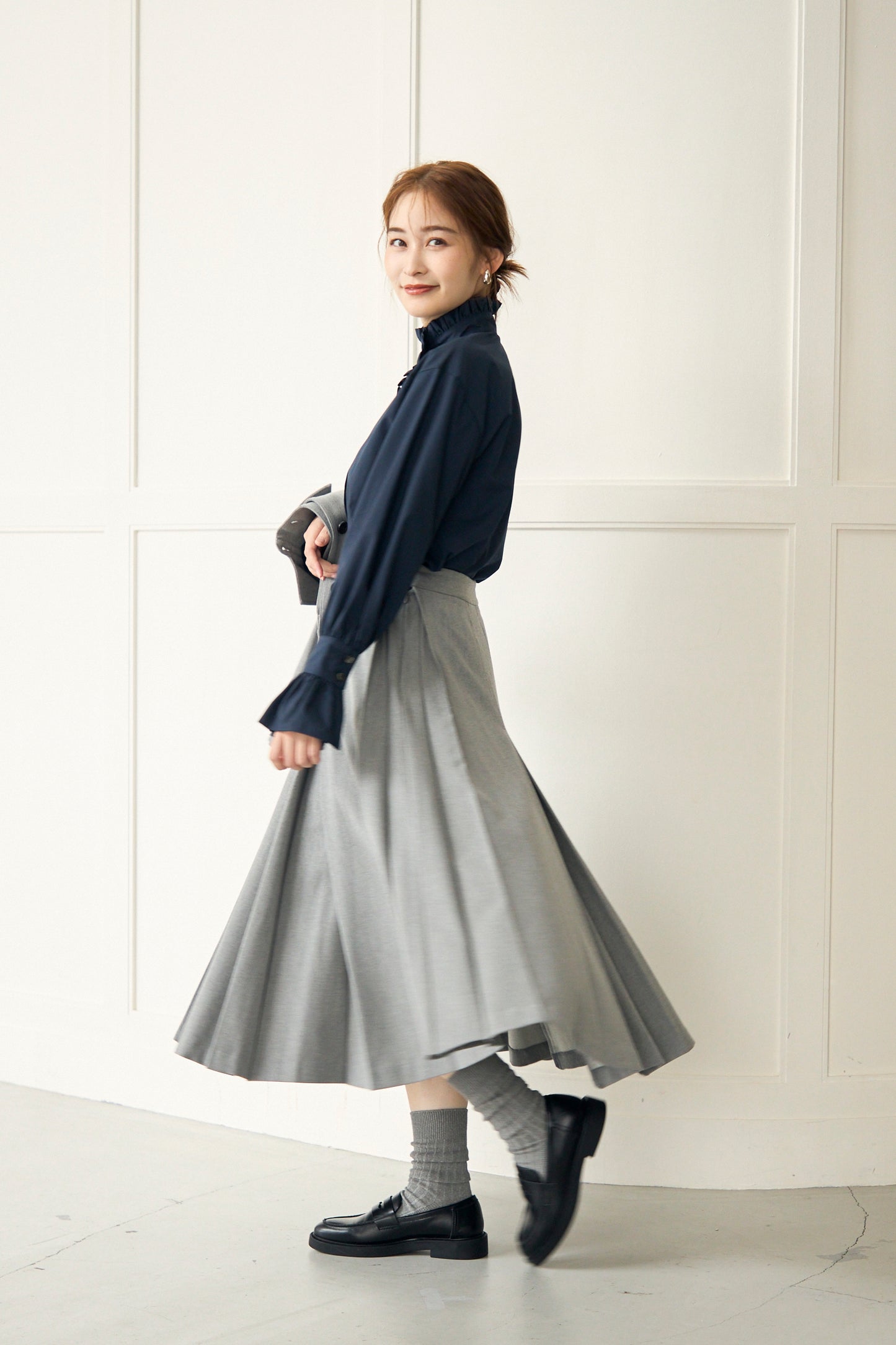 French chic blouse(Navy)