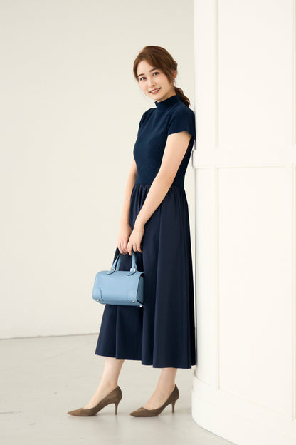 Velor touch knit dress(Navy)
