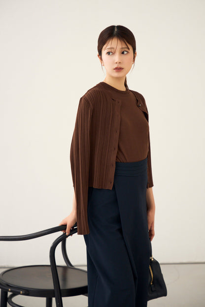Bowtie rib ensemble knit(Chocolate)
