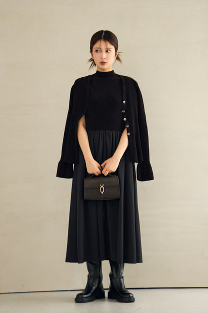 Velor touch knit dress(Black)