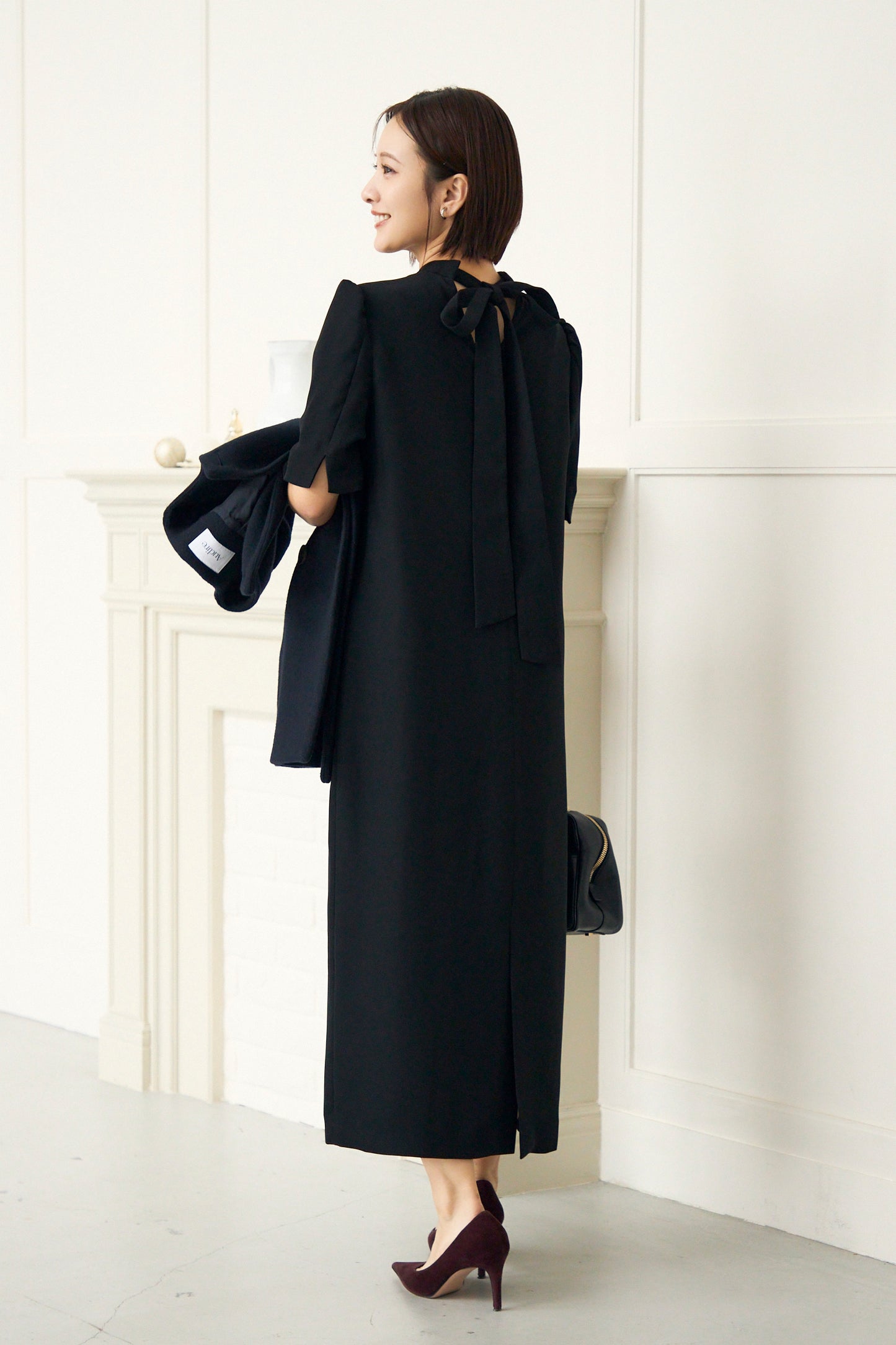 3pattern ribbon dress(Black)