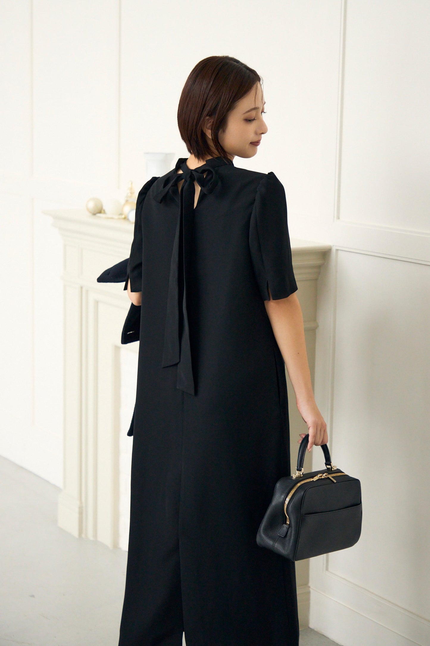 3pattern ribbon dress(Black)