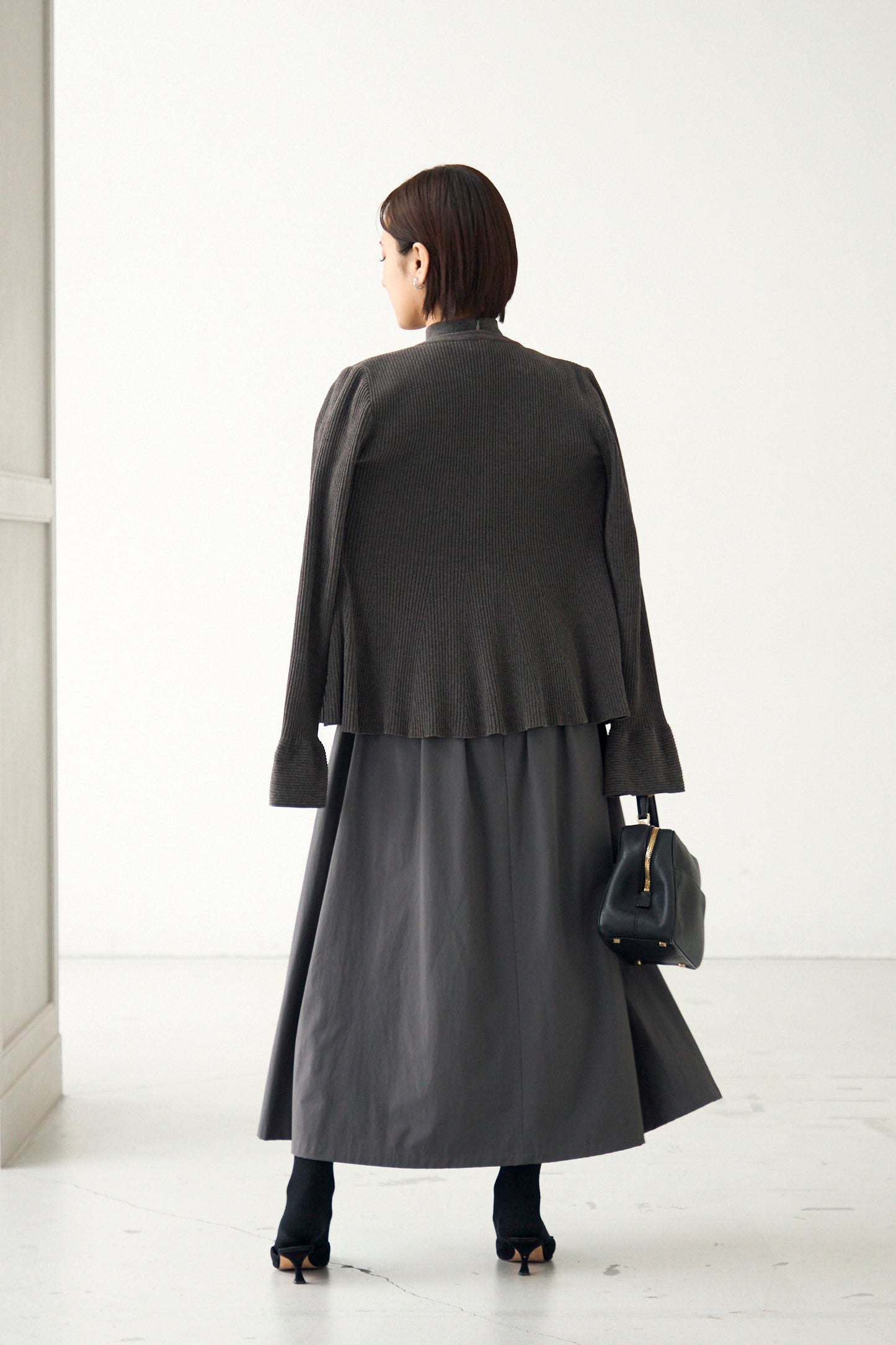 Velor touch bell cardigan(Gray)