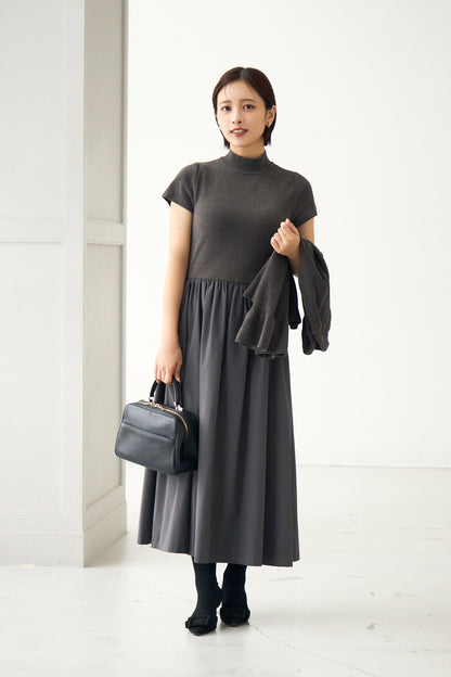 Velor touch knit dress(Gray)