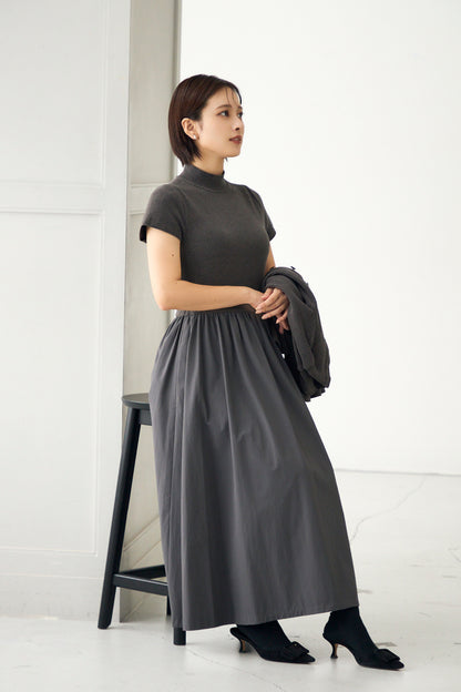 Velor touch knit dress(Gray)